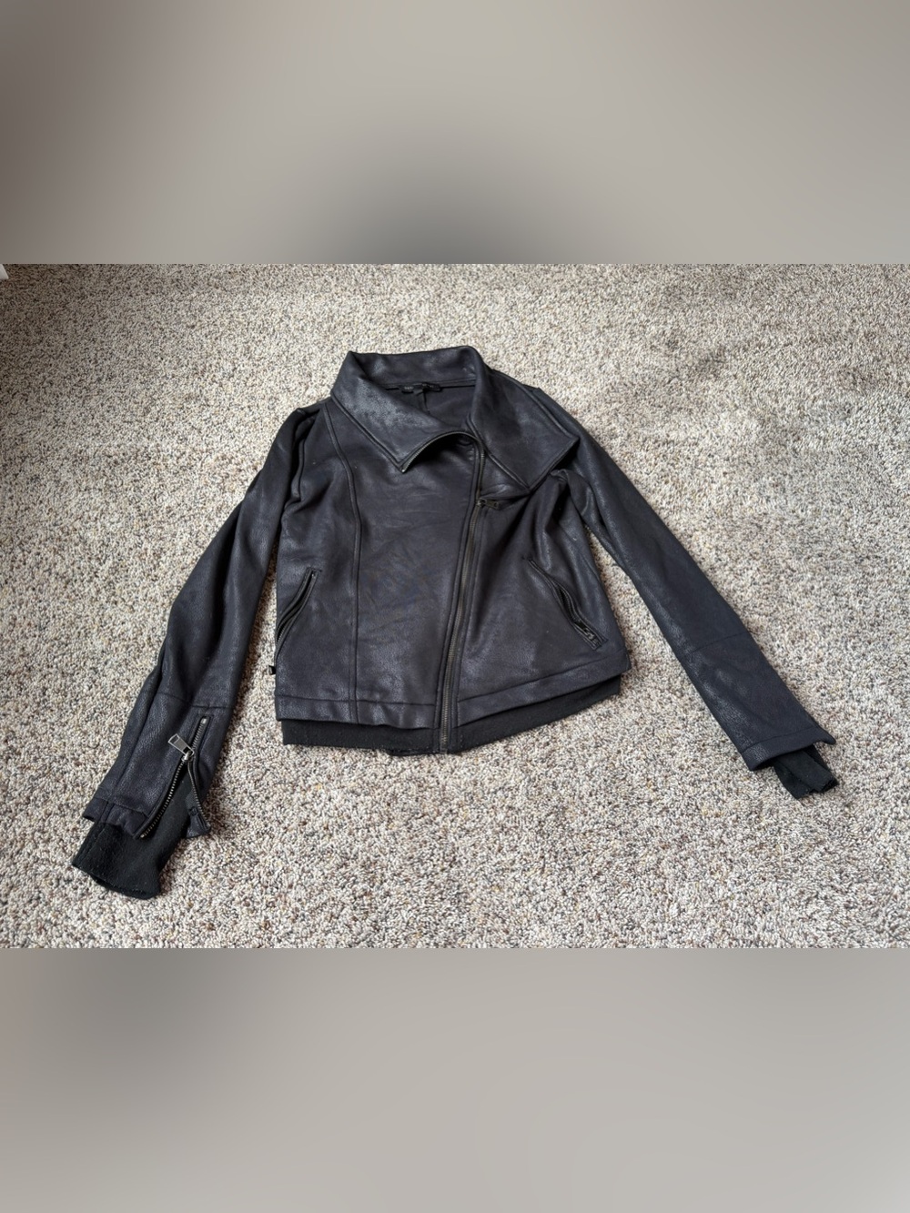 Dance & Marvel Women’s Sweater Faux Leather Jacket — Size Small